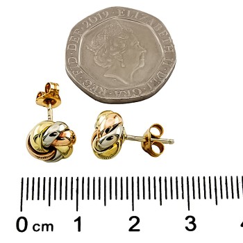 9ct gold 3-tone 1.6g Stud Earrings